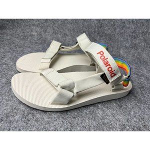 Teva White Sandals with Rainbow Strap